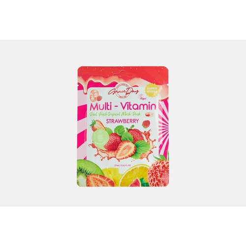 Тканевая маска с экстрактом клубники multi-vitamin strawberry mask pack