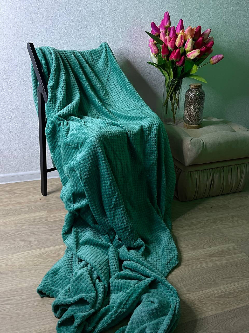 плед 200х220 ананас для дома и дачи покрывало одеяло зеленое - фотография № 5