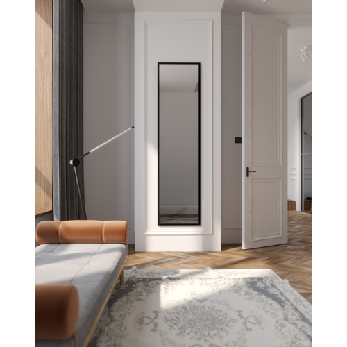 Зеркало настенное интерьерное 190х50 в черной металлической раме 7780₽