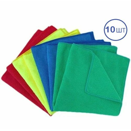 Салфетка универсальная ЭкоКоллекция 30х30 см, повышенная плотность 300 г/м2, цвет в ассортименте (синий, красный, желтый, зеленый), набор 10шт