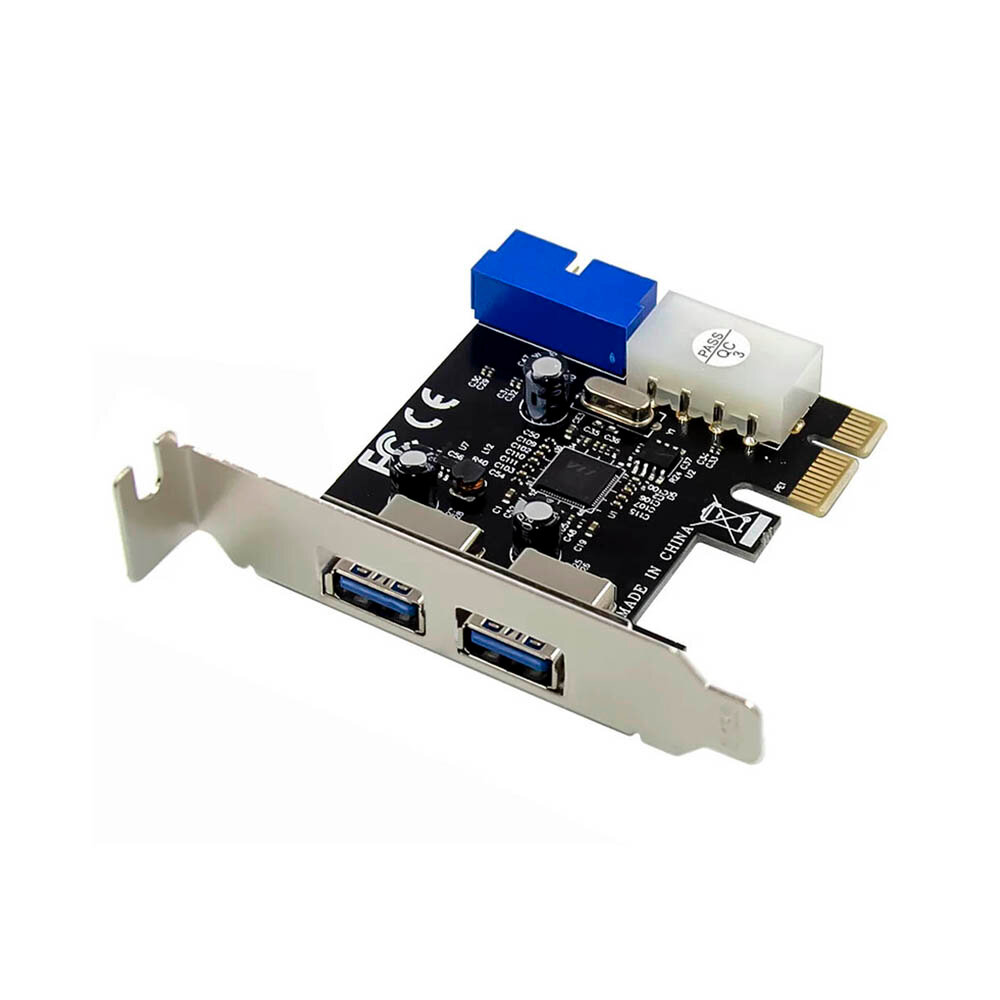 Контроллер PCIe x1 v2.0 (VIA VL805), LP USB 3.2 Gen1x1, 2 x USB-A + 2 x 19-pin | ORIENT VA-3U2219PELP oem