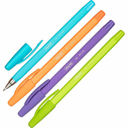 Ручка шариковая синяя неавтоматическая Attache Joy 0,5мм, ручки, набор ручек, 12 шт.