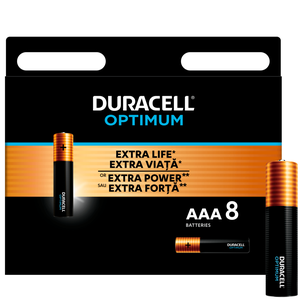 Алкалиновые батарейки DURACELL OPTIMUM OP2400 AAA LR03 1.5В (8 шт. в упаковке)