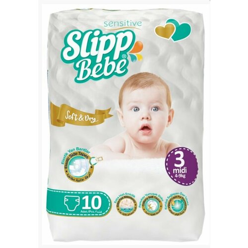 SLIPP BEBE Детские подгузники Soft&Dry Midi, 4-9 кг, 10 штук