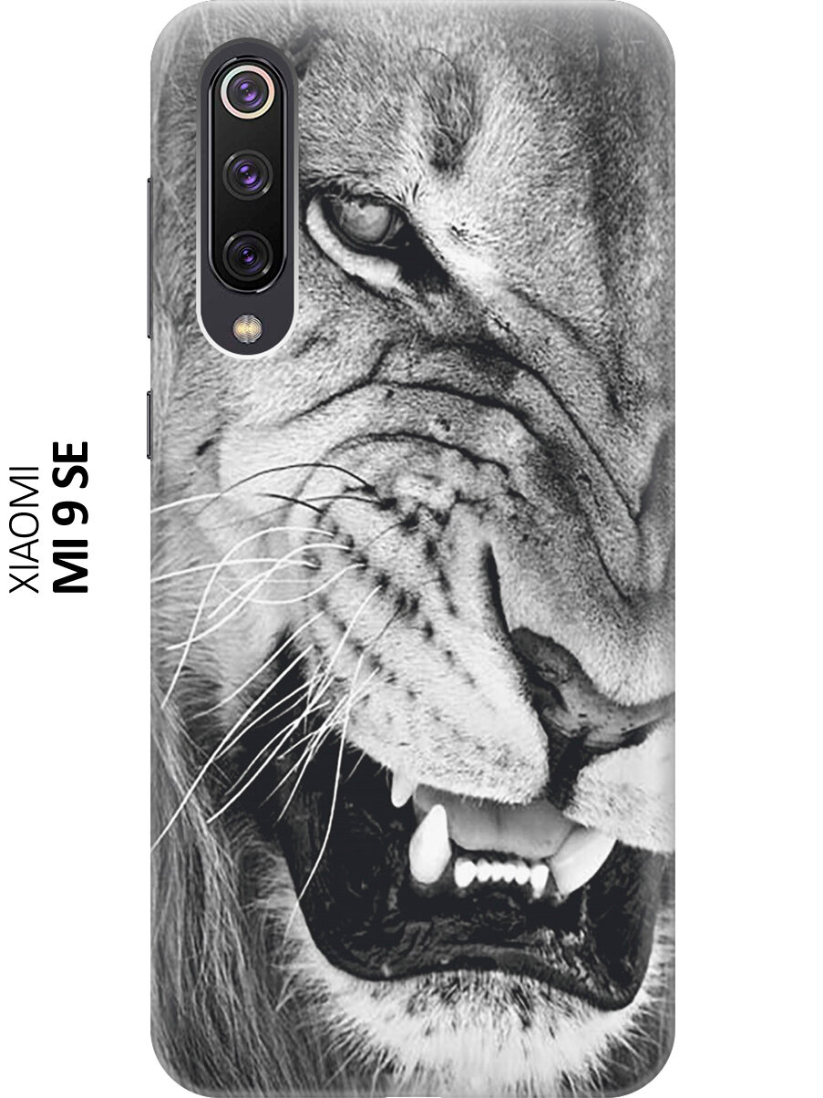 Силиконовый чехол на Xiaomi Mi 9 SE / Сяоми Ми 9 СЕ с принтом "Скалящийся лев"