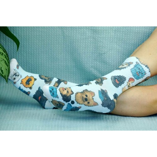 фото Носки cotton print, размер 41/45, белый, коричневый хлопковые cotton print
