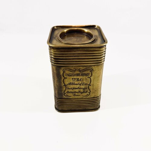 Банка для чая из латуни, с красивой гравировкой