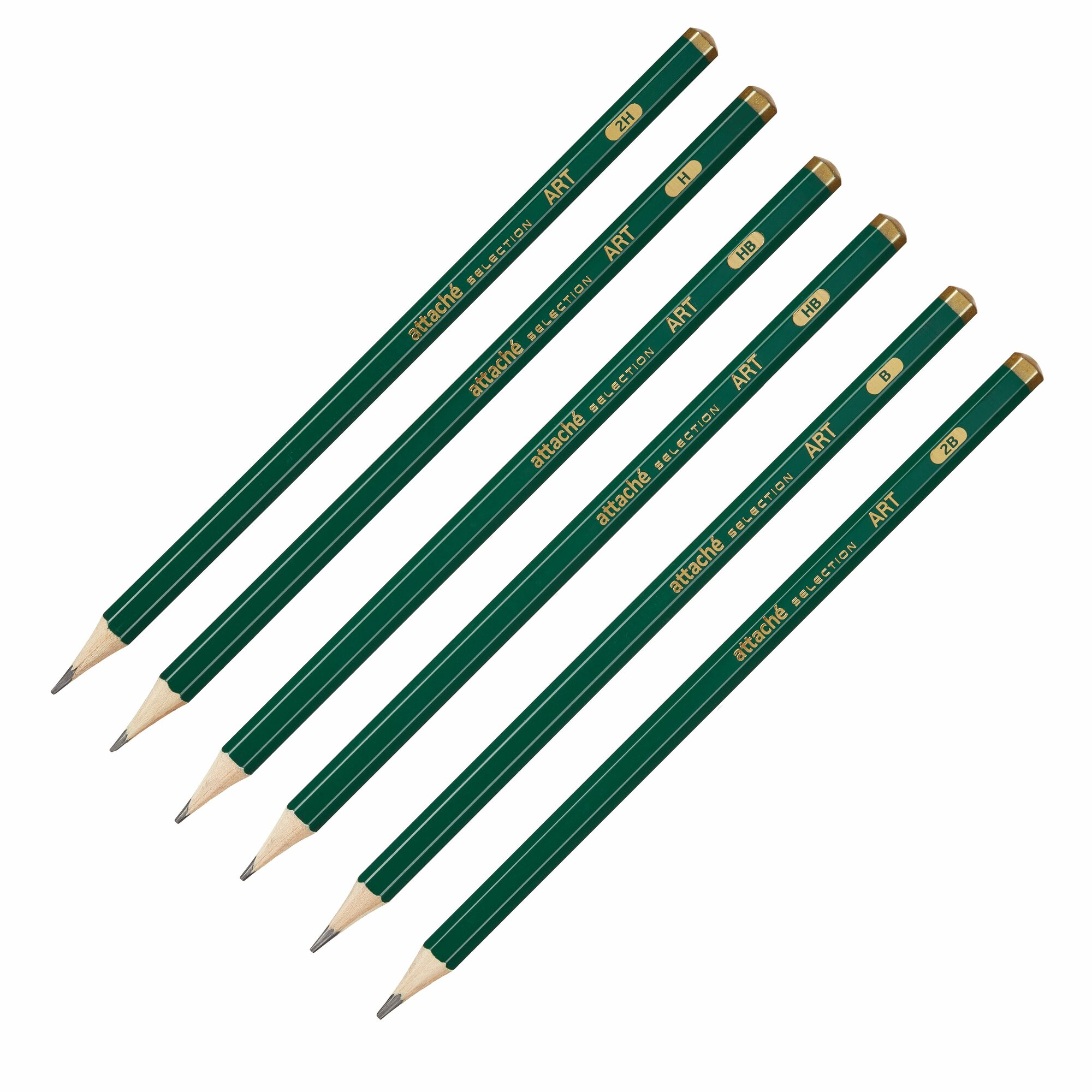 Набор чернографитных карандашей Attache Selection Art,2xHB, H, B,2H,2B,6шт/уп