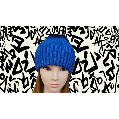 фото Шапка клош шапка "анабель" синего цвета зимняя, шерсть, утепленная, размер 50, синий нет бренда