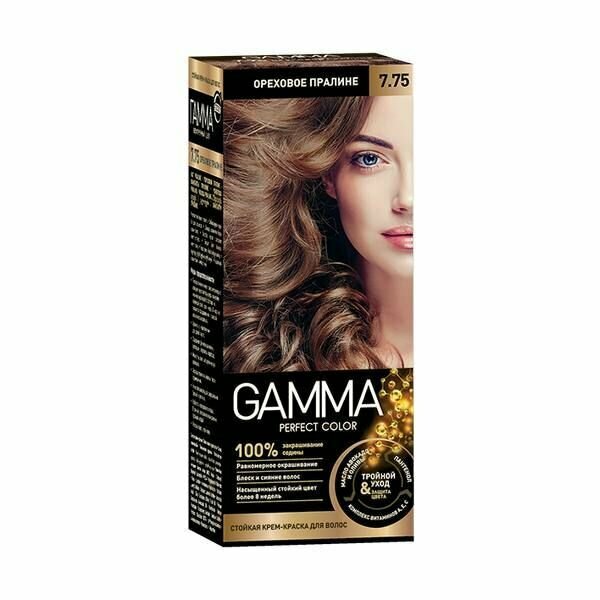 Gamma Крем-краска для волос Perfect Color 7.75 Ореховое пралине, 100 мл /