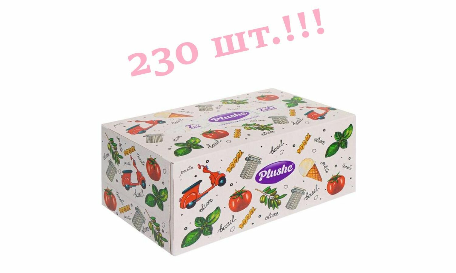 Салфетки бумажные Plushe, 2 слоя, 230 шт.