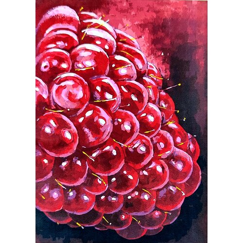 Картина по номерам натюрморт, малина, полевые цветы , 40x50см , гранат Paintboy, букет цветов , тюльпаны, сирень, ягоды, фрукты, вишня, черешня