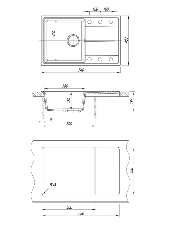 Кухонная мойка Dr.Gans Smart Оливия-740 (740*480) Белый - фотография № 3