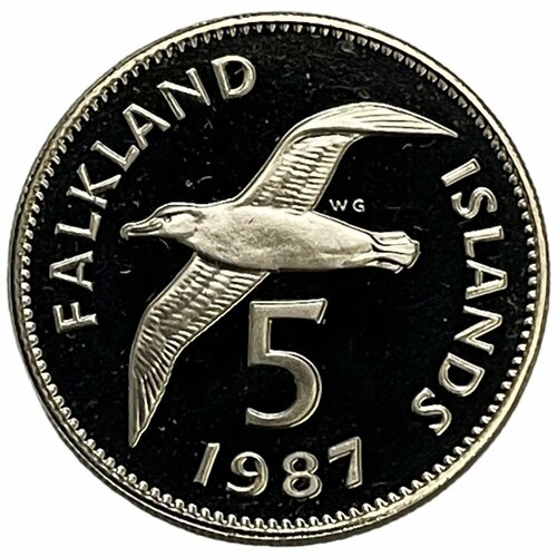 Фолклендские острова 5 пенсов 1987 г. (Proof) фолклендские острова 50 пенсов 1985 г