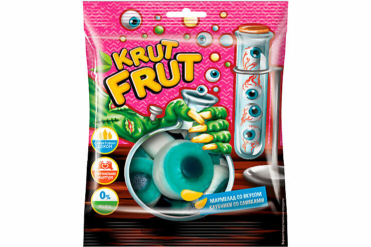 KrutFrut, Мармелад жевательный Глаз, клубника со сливками, 70 грамм