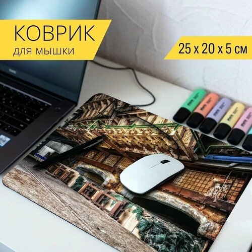 Коврик для мыши с принтом Фабрика, промышленность, духовой шкаф 25x20см.