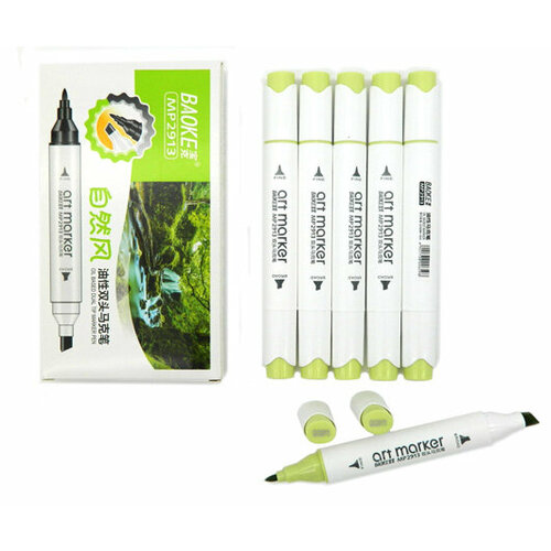 Скетч-маркер CC-22/GG011 BAOKE зеленый травяной Овальный 2х ст (острый+ скош) (6/6/6)