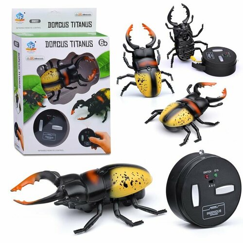 Радиоуправляемая игрушка Oubaoloon Жук, Dorcus Titanus, свет, пульт, в коробке (9996EF)