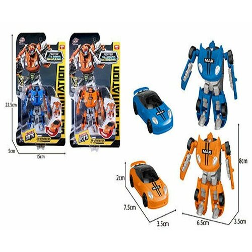 Робот-трансформер 1toy Transcar min в ассортименте 2 вида синий и оранжевый робот трансформер transformers королевство класс делюкс хаффер f0675 синий оранжевый серый