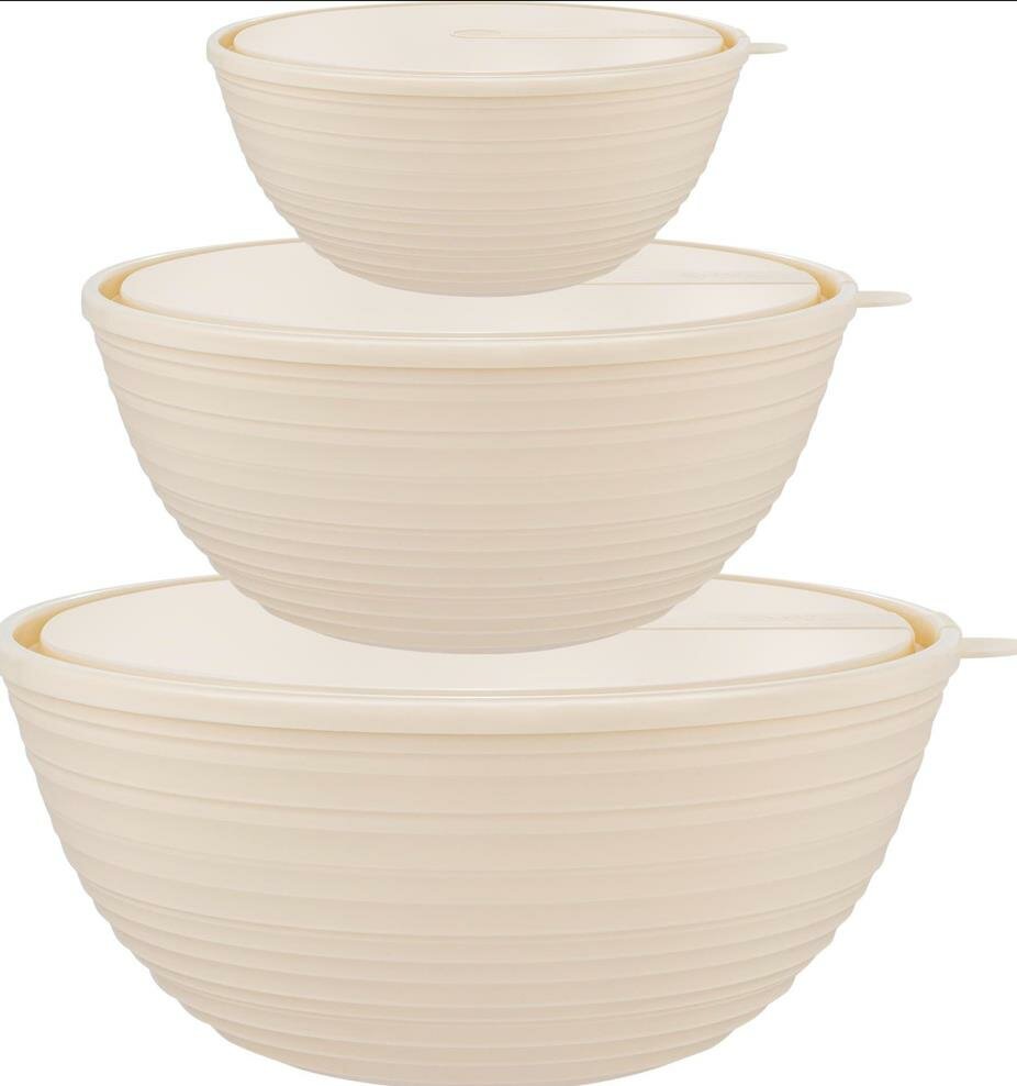 фото Набор салатников SUGAR&SPICE SE400912001 Cardamom (3 предмета) с крышками шампань