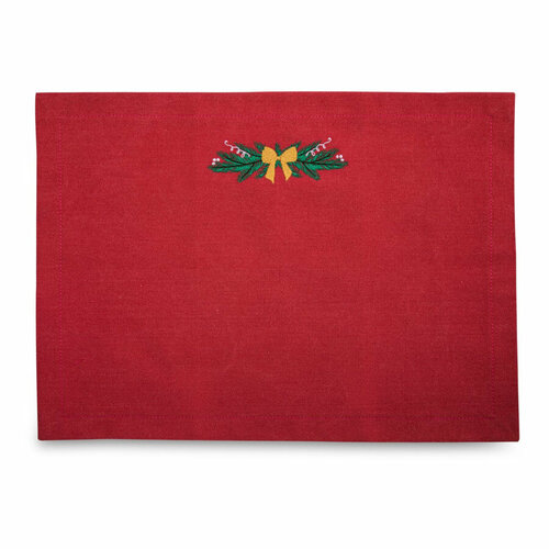 Плейсмат с вышивкой Williams Oliver Веточка 35х50 см, хлопок, ярко-розовый