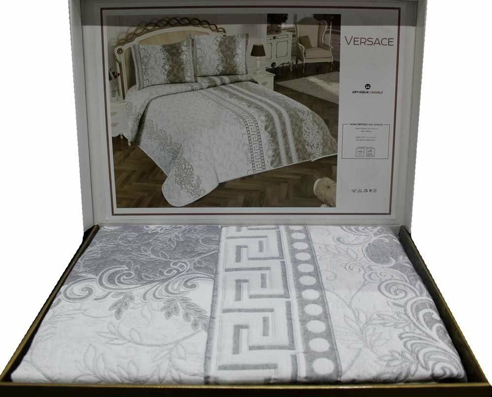 фото Покрывало гобеленовое без наволочек Efor VERSACE жаккард хлопок/полиэстер серый 250х260