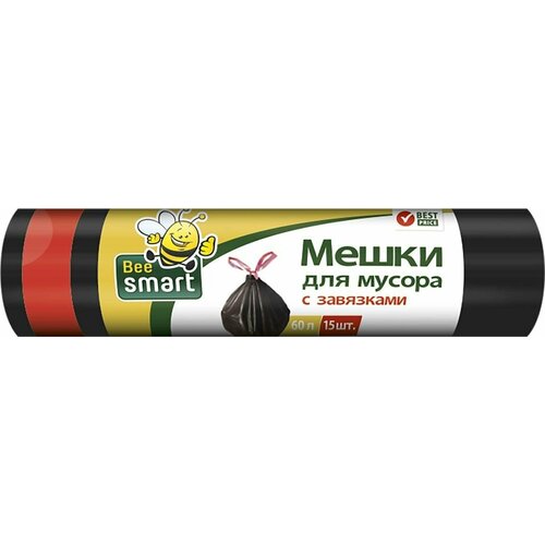 Мешки для мусора Bee Smart с завязками 60л 15шт х2шт