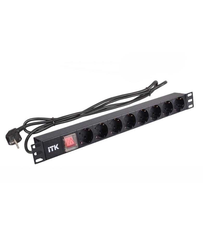 ITK PH12-8D1 PDU 8 розеток нем. ст, с LED выкл,1U, шнур 2м вилка нем. ст PH12-8D1