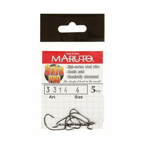 фото Крючки офсетные maruto, серия spin pro 3314, цвет bn, № 4, 5 шт.