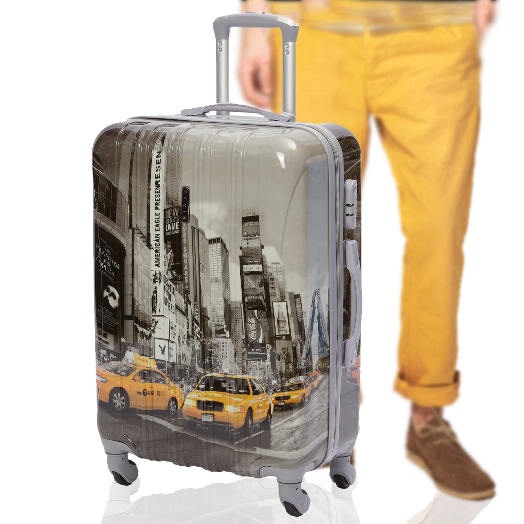 Чемодан на колесах дорожный большой семейный багаж для путешествий мужской l Тевин размер Л 73 см 105 л легкий 3.8 кг прочный поликарбонат рисунок