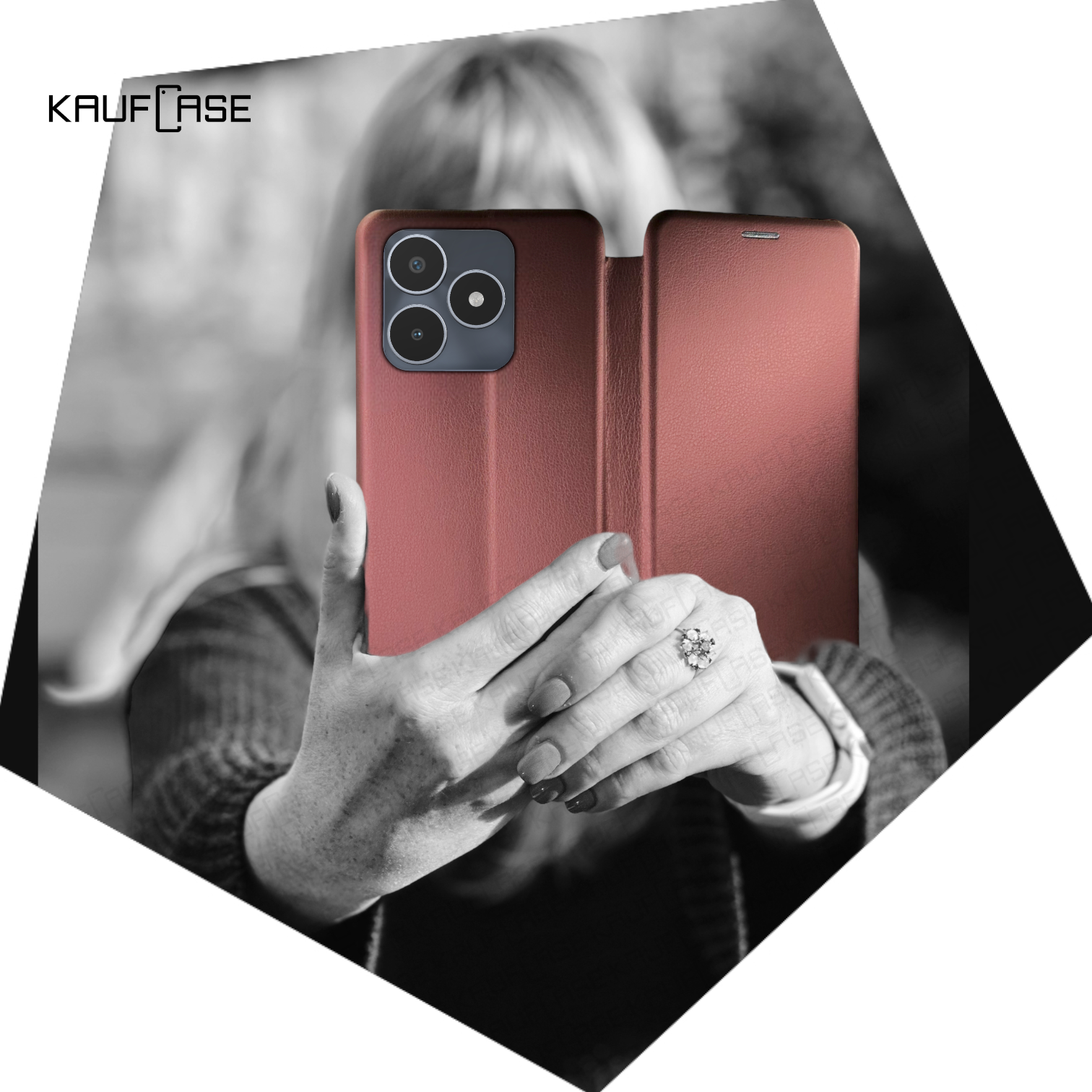 Чехол книжка для телефона Realme Note 50 (6.74"), бордовый. Текстура под кожу — фото 1