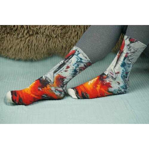 фото Носки шерстянки базовая коллекция, размер 42/45, оранжевый, белый