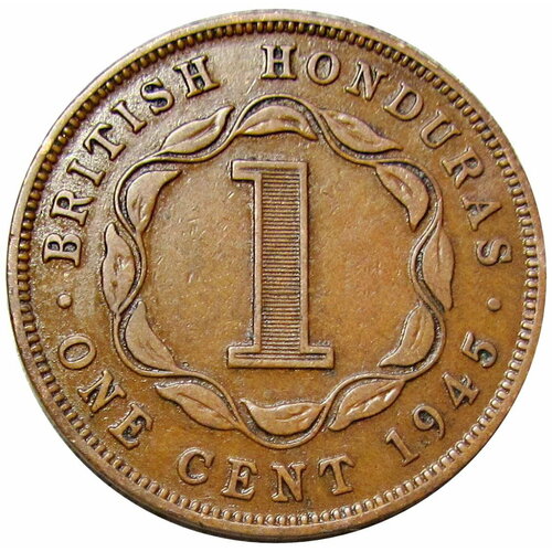 малайя 1 цент 1945 г 3 1 цент 1945 Британский Гондурас Георг VI