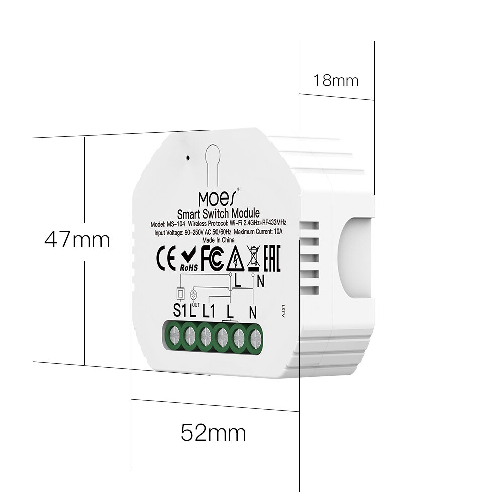 Переключатель Moes Wi-Fi+RF Switch Module умный модели MS-104 - фото №20