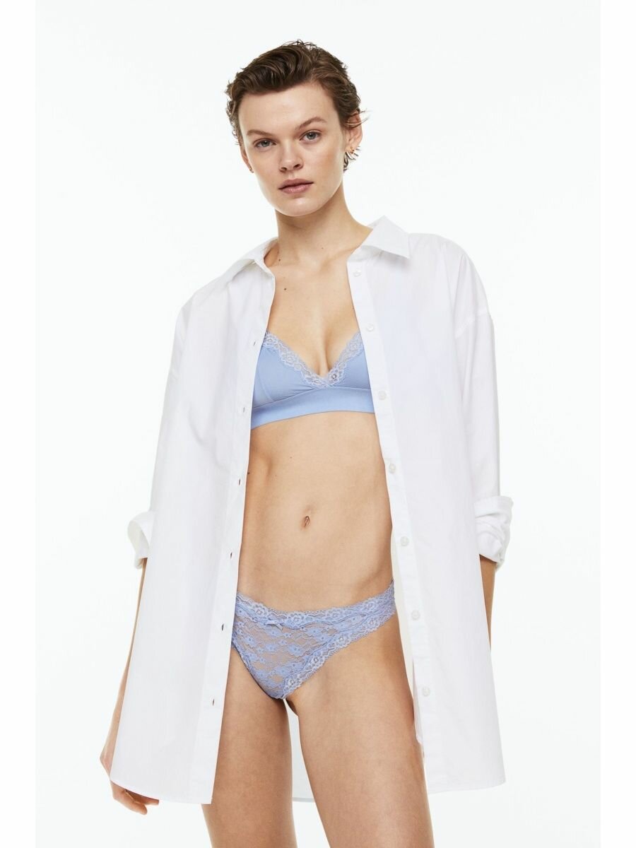 Трусы H&M, комплект из 3 шт., размер L, голубой, фиолетовый, белый