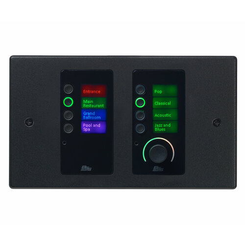 BSS EC-8BV-BLK-EU Ethernet панельный контроллер с 8 кнопками и регулятором уровня, чёрный удлинитель чёрный с кнопками