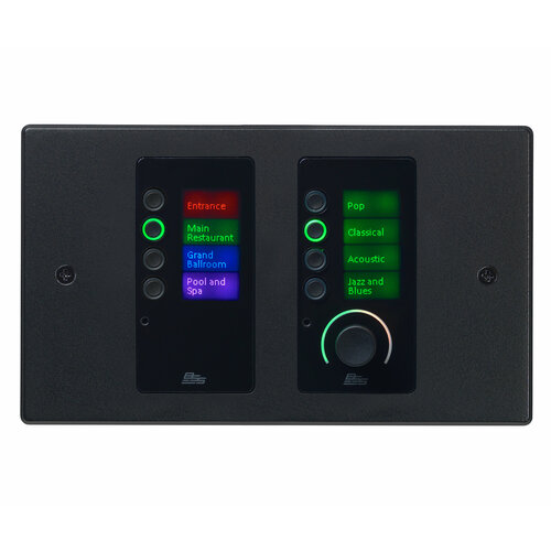 BSS EC-8BV-BLK-EU Ethernet панельный контроллер с 8 кнопками и регулятором уровня, чёрный