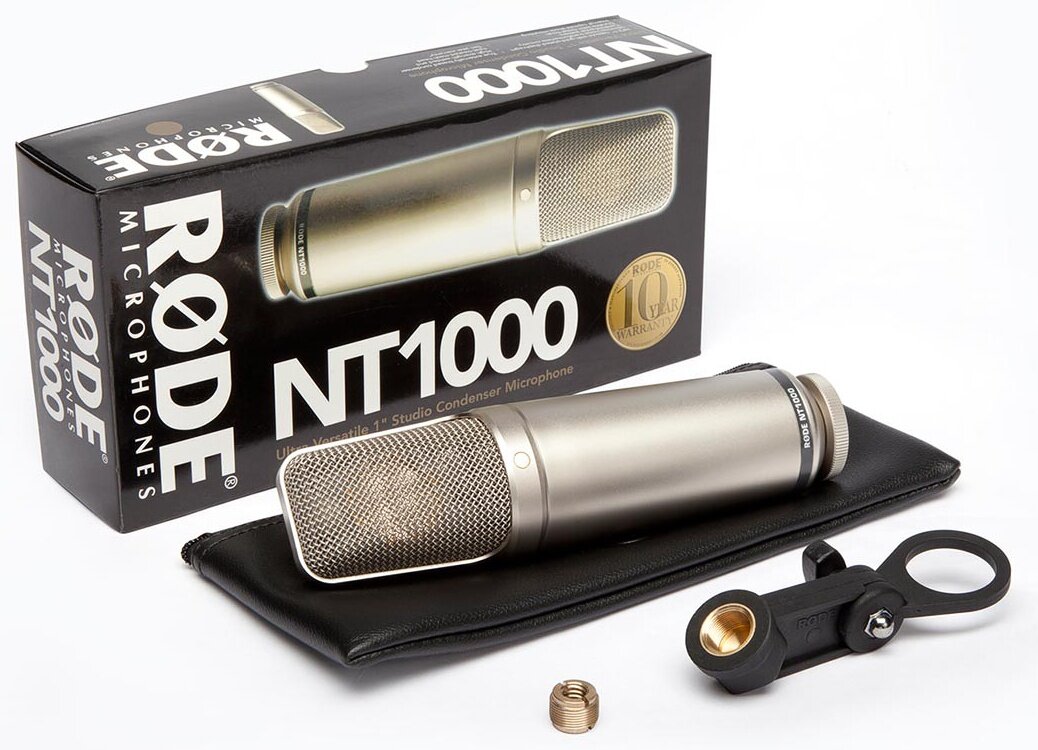 RODE NT1000 студийный конденсаторный микрофон, 1", направленность кардиоида, частотный диапазон 20Гц - 20кГц (+/-6дБ), чуствительность -36дБ 1В/Па, м