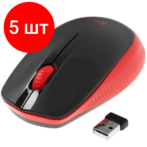 Комплект 5 штук Мышь компьютерная Logitech M190 опт беспров USB красчер 1034600₽