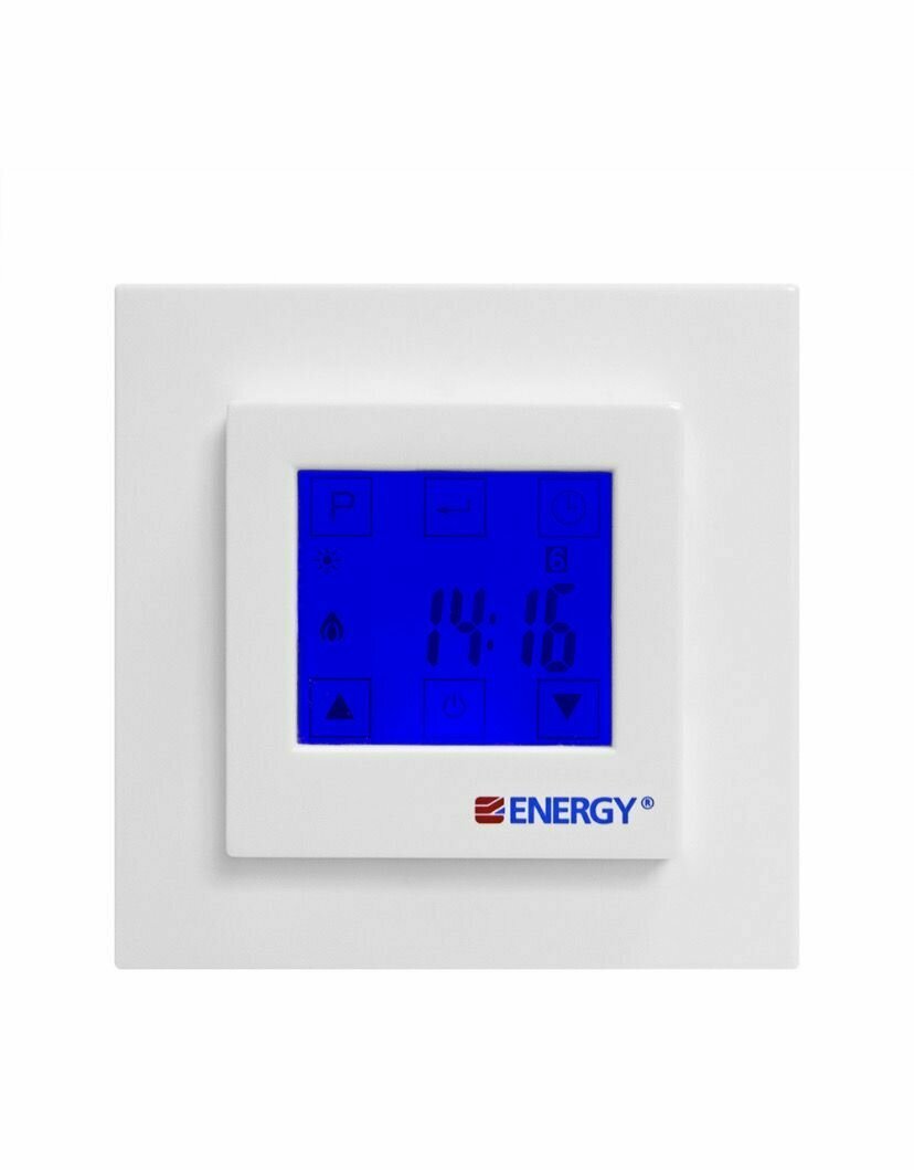 Терморегулятор/термостат для теплого пола Energy TK08 электронный программируемый с датчиком температуры, сенсорный, цвет белый