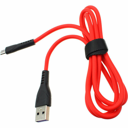 Шнур USB A-microUSB B 5PIN 1м силикон, морозостойкий, 3.5А, OTG, красный, быстрая зарядка