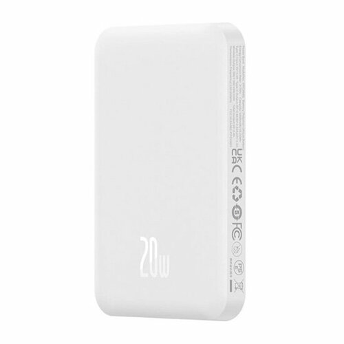 Внешний аккумулятор Baseus Magnetic Mini Wireless Fast Charge Power Bank 5000mAh 20W с кабелем Type-C to Type-C 20V3A 30cm белый 299000₽