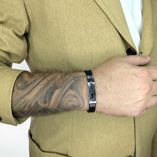 фото Браслет, металл, 1 шт., черный, серебряный нет бренда