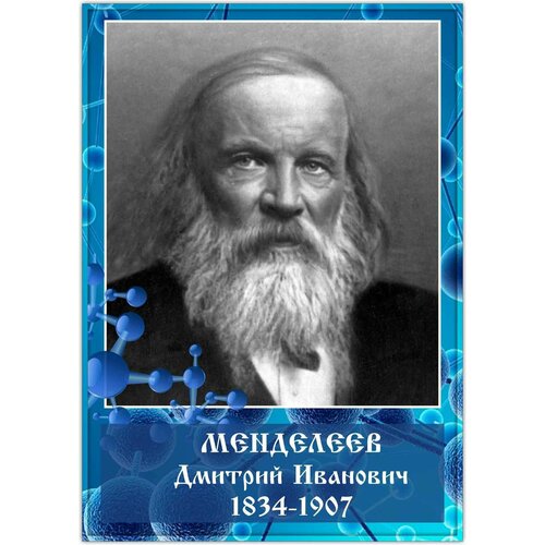 Информационный стенд с портретом в кабинет химии "Менделеев Дмитрий Иванович" (320х450мм)