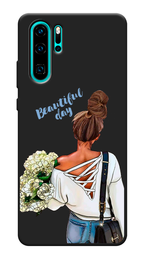 Матовый силиконовый чехол на Huawei P30 Pro / Хуавей P30 Pro Beautiful day vector, черный