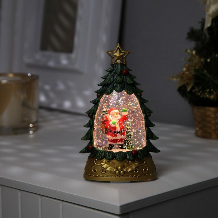 Фигура светодиодная "Дед Мороз с подарками" 9х4х15 см, 2хААА (не в компл.), Т/белый