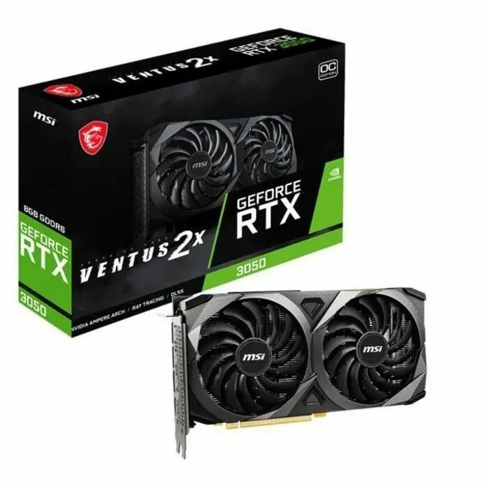 MSI Видеокарта MSI PCI-E 40 RTX 3050 VENTUS 2X XS 8G OC NVIDIA GeForce RTX 3050 8192Mb 128 GDDR6 1807/14000 DVIx1 HDMIx1 DPx1 HDCP Ret