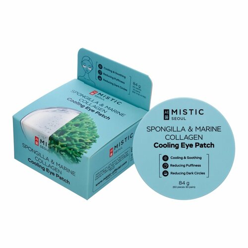 охлаждающие патчи для глаз mistic spongilla MISTIC SPONGILLA & MARINE COLLAGEN COOLING EYE PATCH Охлаждающие патчи с морским коллагеном и экстрактом бадяги