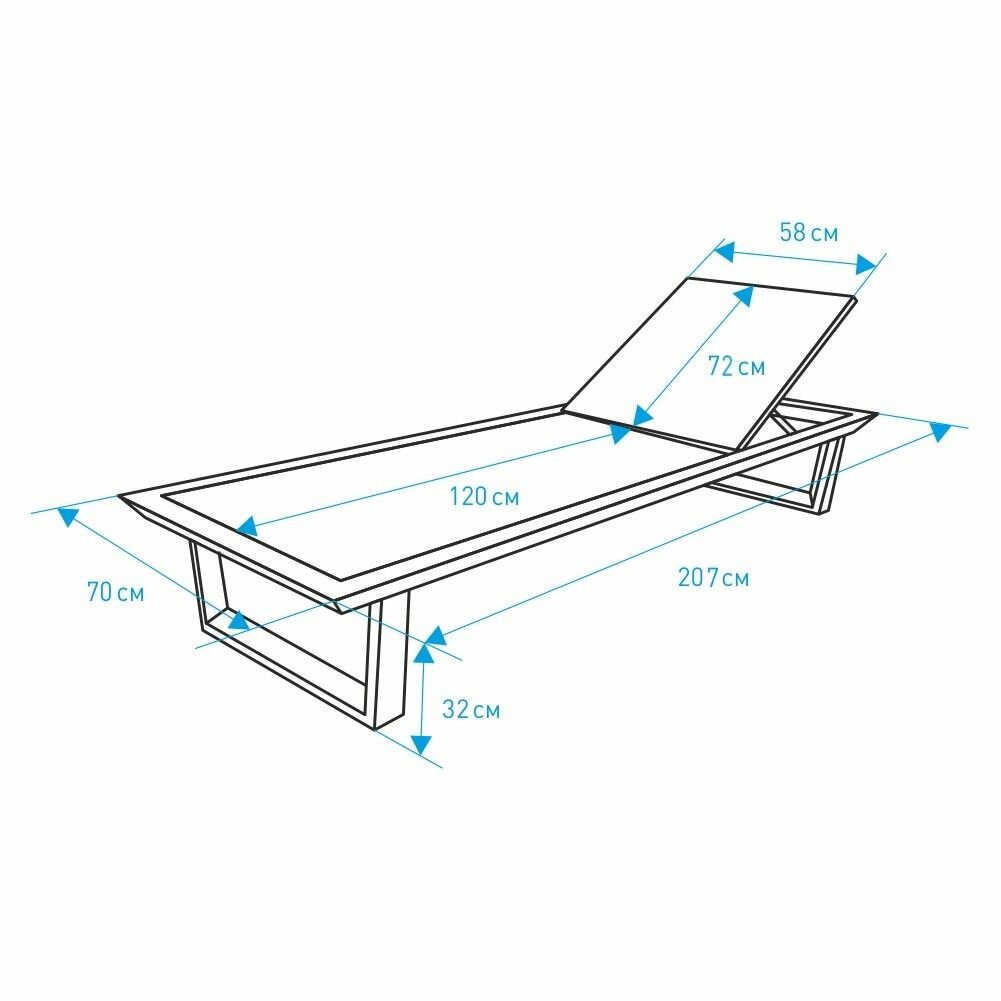 Шезлонг алюминиевый с текстиленом Yotrio 207х70х32 см - фотография № 4
