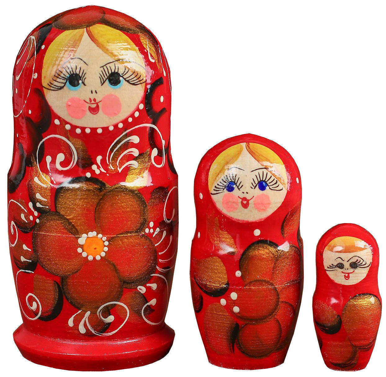 Матрёшка 3 в 1 расписная, развивающая русская народная игрушка для детей, 3 деревянных фигурки